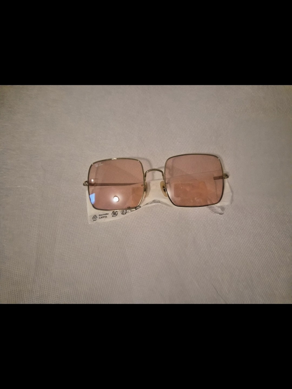 Ray-Ban Women’s Square Pink Lenses with Gold Frame